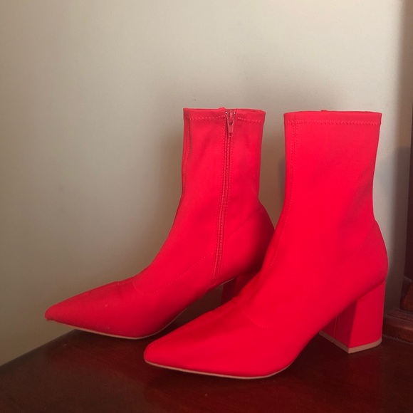 Missguided Shoes - Red sock boot heels